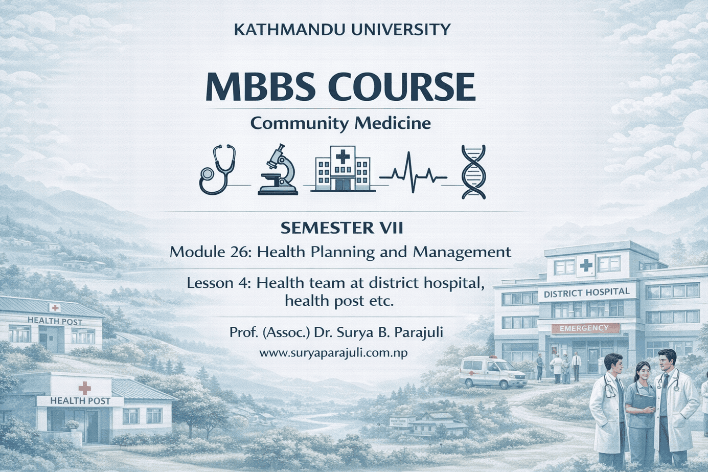  Health team at district hospital, health post etc.